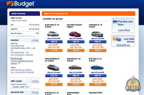 budget rent a car website